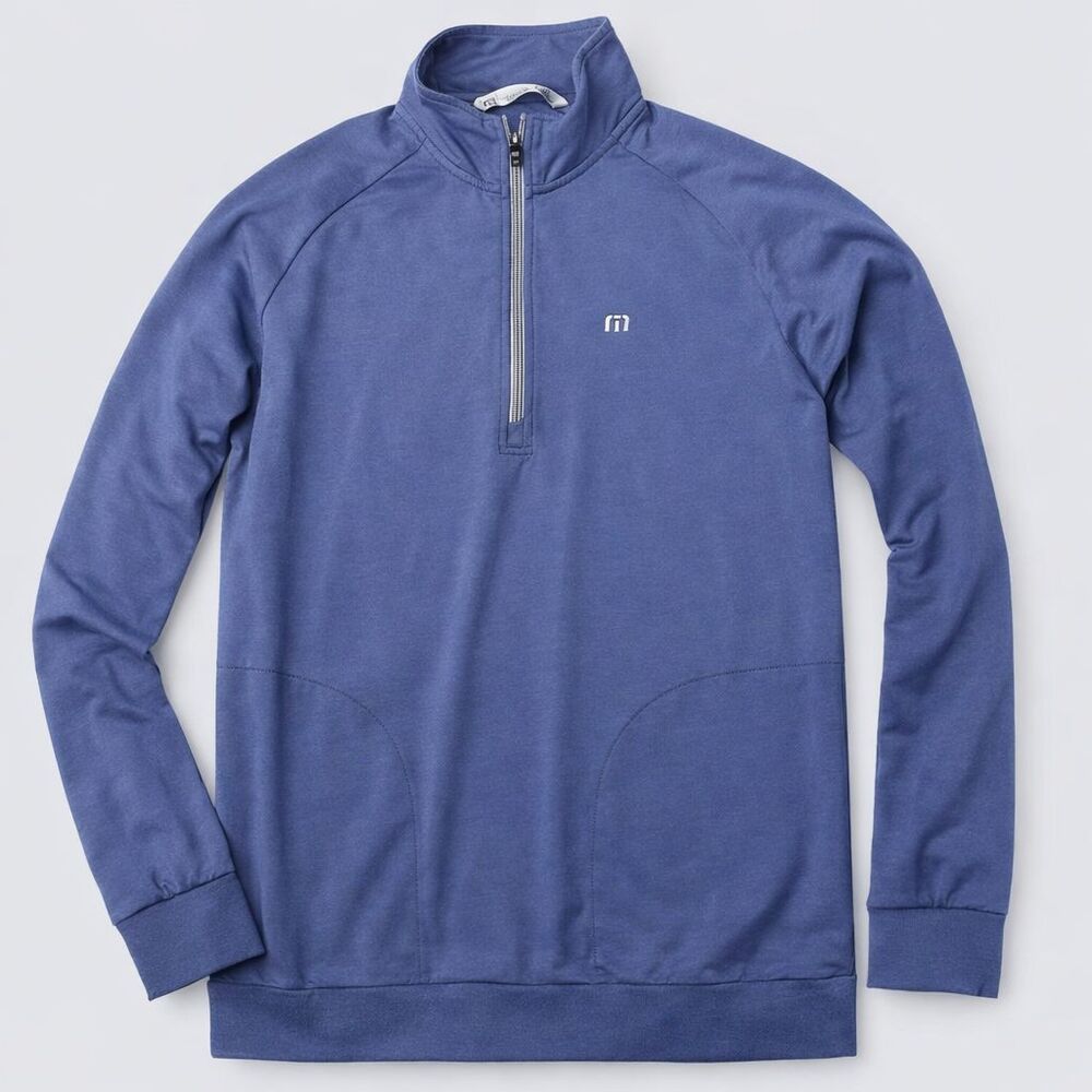 Travis Mathew Mens M Blue 1/4 Zip Golf Pullover Performance Stretch Athletic